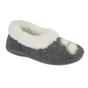 Sleepers Womens/Ladies Sheep Faux Fur Slippers (7 UK) (Grey)