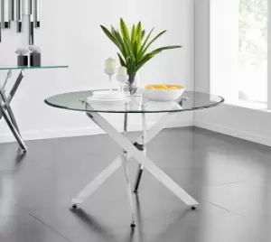 Novara 120cm Round 6-Seater Glass & Metal Starburst Dining Table