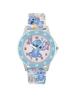 Disney Lilo and Stitch Blue Printed Time Teacher Strap Watch, Multi