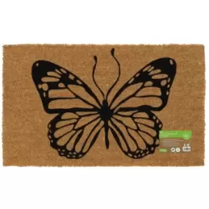 Eco-Friendly Animal Latex Backed Coir Entrance Door Mat, Butterfly Design