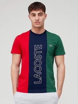 Lacoste Logo Colour Block T-Shirt - Navy, Size S, Men