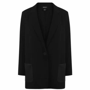 DKNY Leather Pocket Blazer - BLACK/BLACK