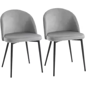 Modern Upholstered Fabric Bucket Seat Dining Chairs Set of 2 Grey - Homcom