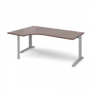 TR10 Left Hand Ergonomic Desk 1800mm - Silver Frame Walnut Top