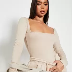 I Saw It First Rib Square Neck Bodysuit - Neutral