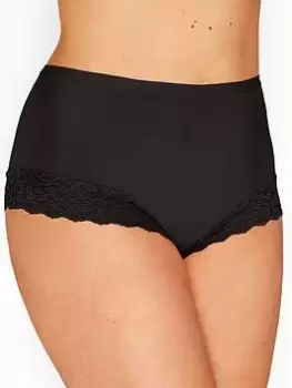 Yours Microfibre Lace Trim Brief - Black, Size 26-28, Women