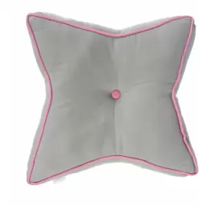 Grey and Pink Star Floor Cushion - Grey - Homescapes