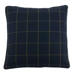 Ellis Windowpane Check Cushion Navy, Navy / 45 x 45cm / Polyester Filled