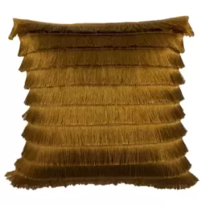 Furn Flicker Tiered Fringe Cushion Cover (45 x 45 cm) (Gold)