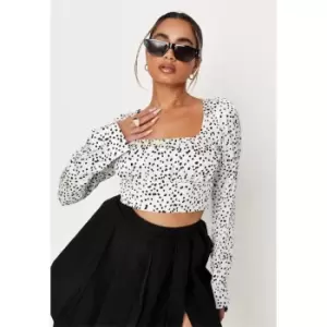 Missguided Petite Milkmaid Top - White