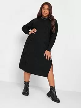 Yours Ribbed Dress Black, Size 18-20, Women