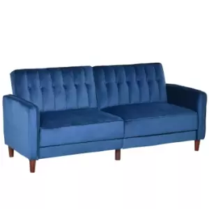 Homcom 2 Seater Sofa Futon Bed Split Back Blue Velvet