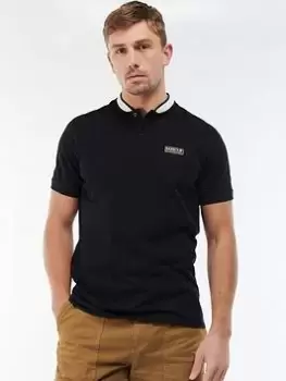 Barbour International Line Sport Neck Polo Shirt, Black, Size L, Men