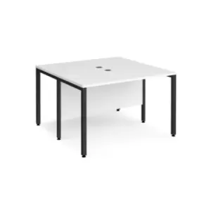 Office Desk 2 Person Rectangular Desk 1200mm White Tops With Black Frames 1200mm Depth Maestro 25