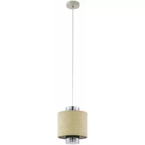 Hanging Ceiling Pendant Light Seagrass Shade & Glass E27 Hallway Feature Lamp