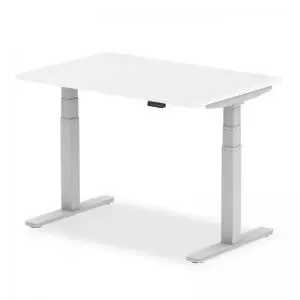 Air 1200 x 800mm Height Adjustable Desk White Top Silver Leg