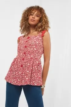 Lovely Lace Trim Floral Print Top