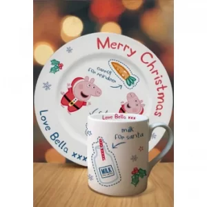 Personalised Peppa Pig Santa Plate and Mug Set