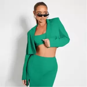 I Saw It First Textured Crop Blazer - Green