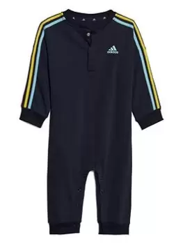 adidas Infant 3-Stripes All-in-One - Navy, Size 9-12 Months