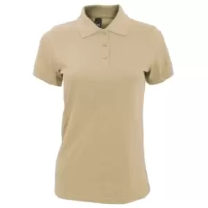 SOLs Womens/Ladies Prime Pique Polo Shirt (L) (Sand)