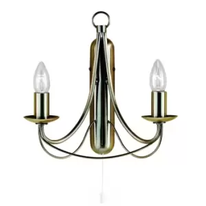 Maypole 2 Light Multi Arm Candle Wall / Ceiling Pendant Antique Brass, E14