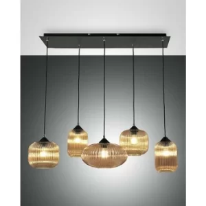 Fabas Luce Gillis Cluster Pendant Ceiling Light Amber Glass, E27