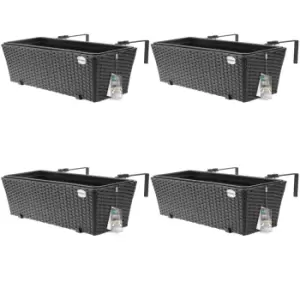 Polyrattan Flower Boxes 4 Pcs. Black