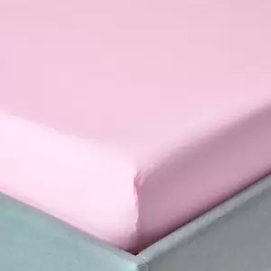 Pink Egyptian Cotton Deep Fitted Sheet 200 Thread Count, Double - Pink - Pink - Homescapes