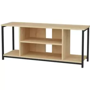 Decorotika - Rinaldo 120 Cm Wide tv Stand, tv Console, tv Unit With Open Shelves Metal Frame - Black And Oak - Black / Oak