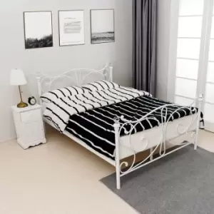 White 4FT6 Double Metal Bed Frame With Crystal Finials Bedroom Furniture