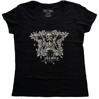 Guns N' Roses - Skeleton Guns Womens Large T-Shirt - Black