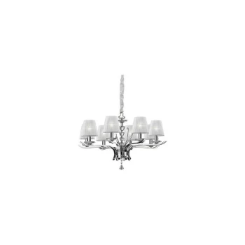 Ideal Lux Pegaso - 8 Light Crystal Multi Arm Chandelier Chrome, White Finish, E14