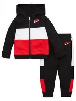 Nike Sportswear Air Toddler Boys Full Zip Hooded Tracksuit Jogger Set - Black/Red