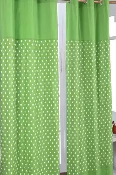 Cotton Stars Green Ready Made Eyelet Curtain Pair