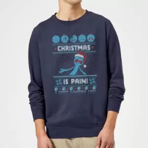 Rick and Morty Mr Meeseeks Pain Christmas Sweatshirt - Navy - XL