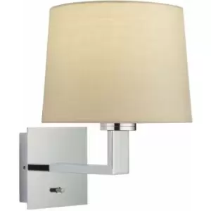 Loops - Wall Light & Shade Chrome Plate & Taupe Fabric 60W E27 Living Room e10492