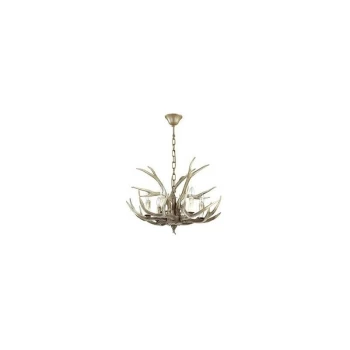 Ideal Lux Chalet - 6 Light Pendant Chandelier Light Brown, E14