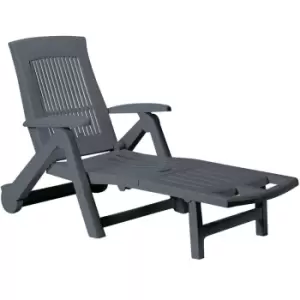 Sun Lounger Zircone Anthracite 195x72x101cm Plastic with Castors