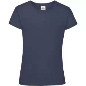 Fruit Of The Loom Girls Sofspun Short Sleeve T-Shirt (5-6) (Navy Blue)