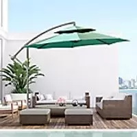 OutSunny Patio Umbrella Offset Polyester, Steel Green