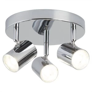 Integrated LED 3 Light Spotlight Chrome