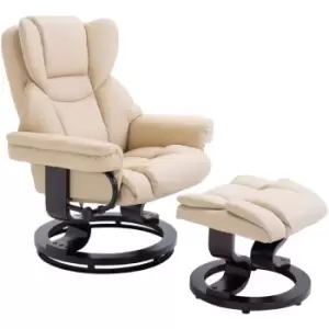 Homcom - PU Leather Manual Reclining Armchair Footstool Set Duo Padded Seat Beige