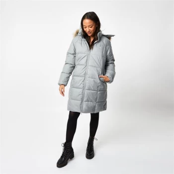 Jack Wills Eco Mia Quilted Parka Jacket - Grey