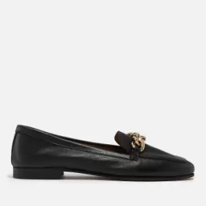 Dune Womens Goldsmith Chain-Embellished Leather Loafers - UK 4