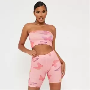 I Saw It First Butterfly Print Cycling Shorts - Pink