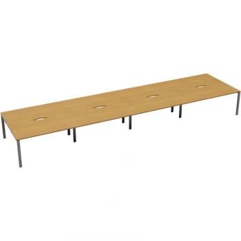 4 Person Double Bench Desk 1600X800MM Each - Silver/Oak