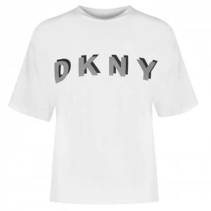 DKNY Short Sleeved Crew Neck Top Ladies - White