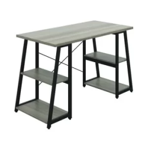 Soho Desk with Angled Shelves 1300x600x770mm Grey Oak/Black KF90956