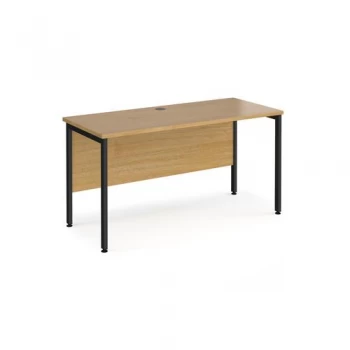 Office Desk 1400mm Rectangular Desk With H-Frame Leg Oak Tops With Black Frames 600mm Depth Maestro 25